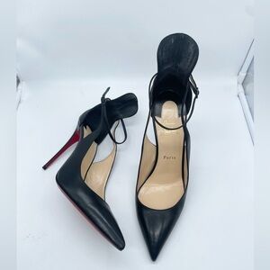 Christian Louboutin Black leather Mascara 100mm ankle strap pumps 41